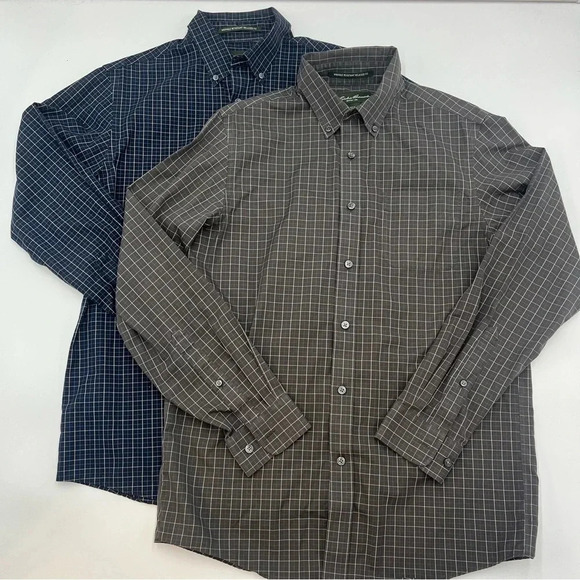 EDDIE BAUER Lot of 2‎ Men’s S Shirts Button Front Wrinkle Resistant Relax Fit - Picture 1 of 8